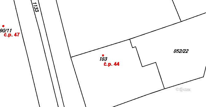 Šlikova Ves 44, Podhradí na parcele st. 183 v KÚ Podhradí u Jičína, Katastrální mapa