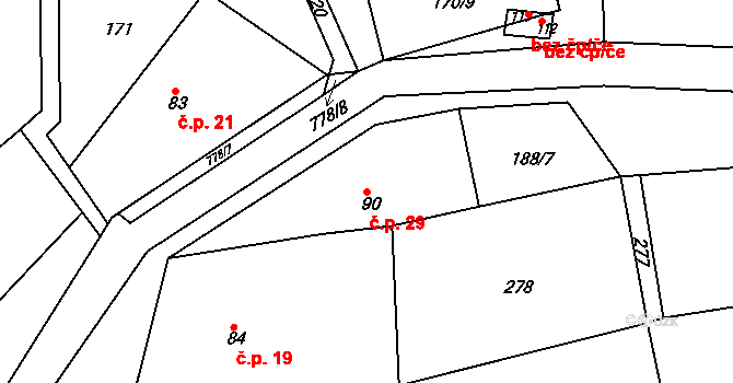 Stéblovice 29, Sobotka na parcele st. 90 v KÚ Stéblovice, Katastrální mapa