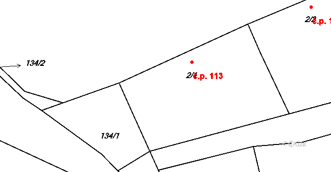 Lipenec 113, Lipno na parcele st. 2/1 v KÚ Lipenec, Katastrální mapa