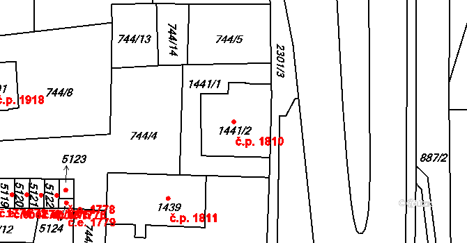 Cheb 1810 na parcele st. 1441/2 v KÚ Cheb, Katastrální mapa