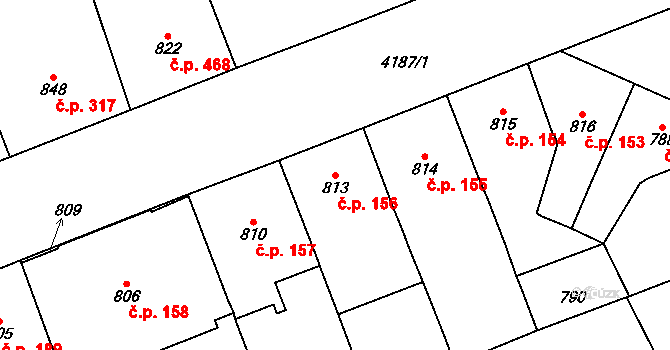 Vinohrady 156, Praha na parcele st. 813/1 v KÚ Vinohrady, Katastrální mapa