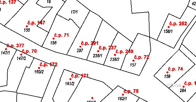 Lomnice nad Lužnicí 237 na parcele st. 238/1 v KÚ Lomnice nad Lužnicí, Katastrální mapa