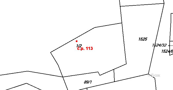 Dublovice 113 na parcele st. 1/2 v KÚ Dublovice, Katastrální mapa