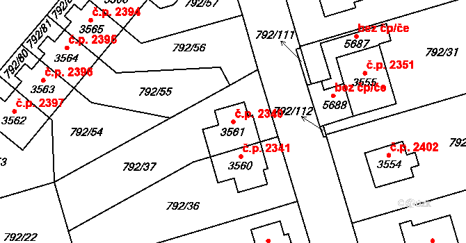 Dvůr Králové nad Labem 2340 na parcele st. 3561 v KÚ Dvůr Králové nad Labem, Katastrální mapa