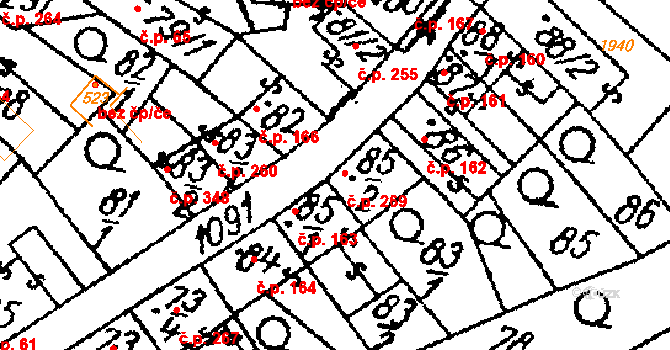 Žiželice 269 na parcele st. 85/2 v KÚ Žiželice nad Cidlinou, Katastrální mapa