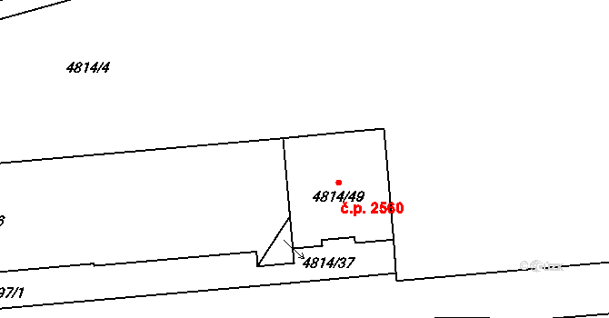 Líšeň 2560, Brno na parcele st. 4814/49 v KÚ Líšeň, Katastrální mapa