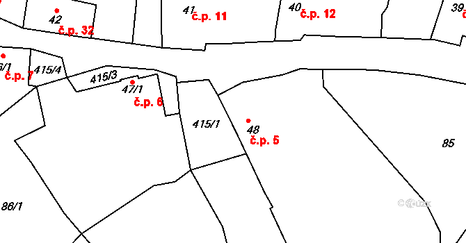 Horní Cetno 5, Niměřice na parcele st. 48 v KÚ Niměřice, Katastrální mapa