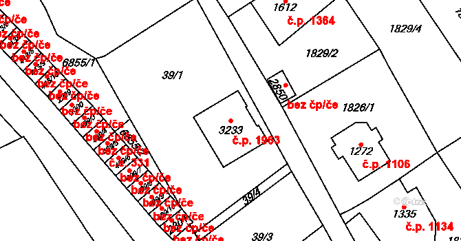 Kraslice 1963 na parcele st. 3233 v KÚ Kraslice, Katastrální mapa