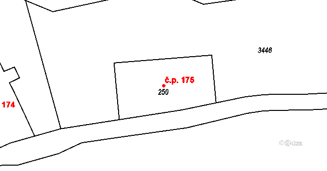 Pěčín 175 na parcele st. 250 v KÚ Pěčín u Rychnova nad Kněžnou, Katastrální mapa
