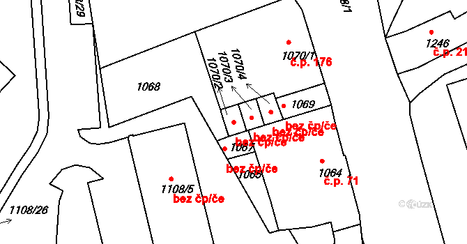 Mšeno nad Nisou 262, Jablonec nad Nisou na parcele st. 1070/2 v KÚ Mšeno nad Nisou, Katastrální mapa