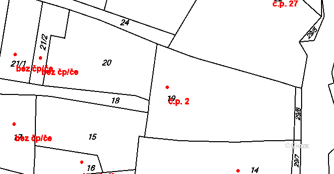 Číměř 2 na parcele st. 19 v KÚ Číměř nad Jihlavou, Katastrální mapa