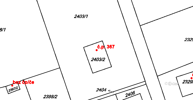 Dolní Suchá 367, Havířov na parcele st. 2403/2 v KÚ Dolní Suchá, Katastrální mapa