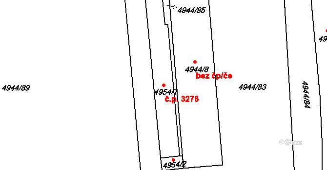 Česká Lípa 3276 na parcele st. 4954/1 v KÚ Česká Lípa, Katastrální mapa