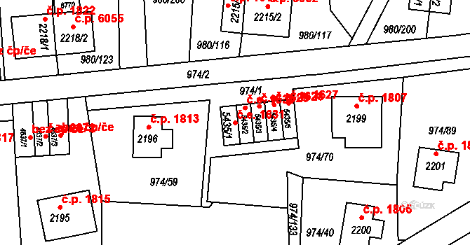 Zlín 1631 na parcele st. 5435/1 v KÚ Zlín, Katastrální mapa