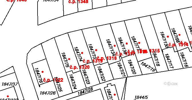 Bystřice nad Pernštejnem 1318 na parcele st. 1847/73 v KÚ Bystřice nad Pernštejnem, Katastrální mapa