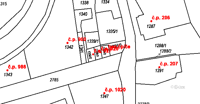 Velké Meziříčí 926 na parcele st. 1339/3 v KÚ Velké Meziříčí, Katastrální mapa