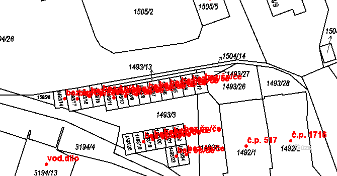 Rychnov nad Kněžnou 38496895 na parcele st. 1493/6 v KÚ Rychnov nad Kněžnou, Katastrální mapa