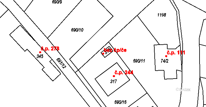 Herálec 38716895 na parcele st. 318 v KÚ Herálec, Katastrální mapa