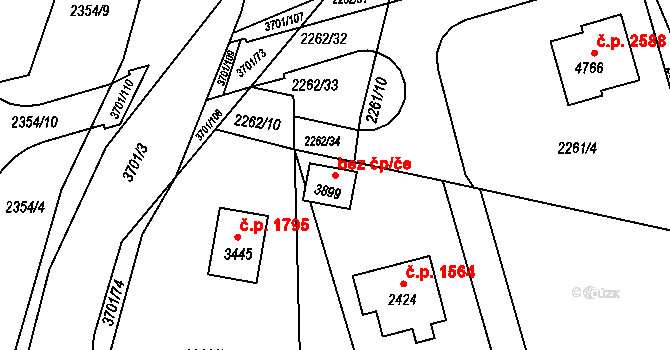 Rožnov pod Radhoštěm 39561895 na parcele st. 3899 v KÚ Rožnov pod Radhoštěm, Katastrální mapa