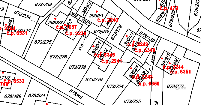 Zlín 2241 na parcele st. 3000/2 v KÚ Zlín, Katastrální mapa