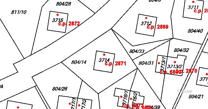 Zlín 2871 na parcele st. 3714 v KÚ Zlín, Katastrální mapa