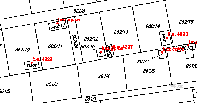 Znojmo 42499895 na parcele st. 862/16 v KÚ Oblekovice, Katastrální mapa