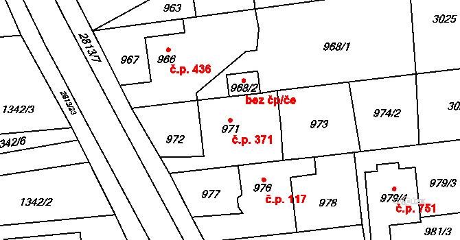 Bolatice 371 na parcele st. 971 v KÚ Bolatice, Katastrální mapa