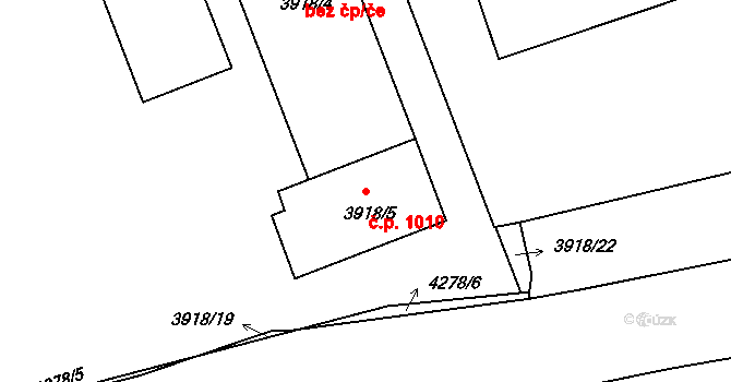 Jindřichův Hradec III 1010, Jindřichův Hradec na parcele st. 3918/5 v KÚ Jindřichův Hradec, Katastrální mapa