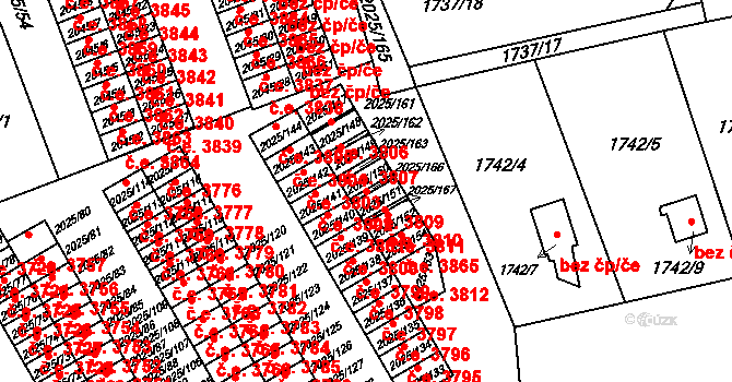 Prostřední Suchá 3809, Havířov na parcele st. 2025/150 v KÚ Prostřední Suchá, Katastrální mapa