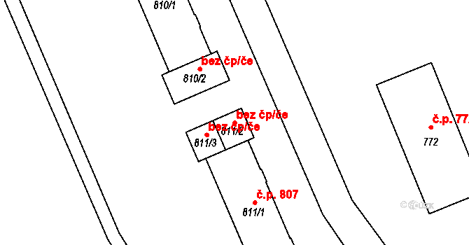 Milevsko 49640895 na parcele st. 811/2 v KÚ Milevsko, Katastrální mapa