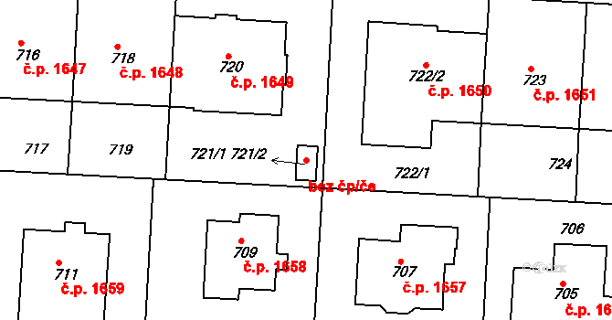 Praha 11 50437895 na parcele st. 721/2 v KÚ Dejvice, Katastrální mapa