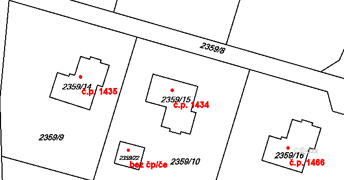 Lutyně 1434, Orlová na parcele st. 2359/15 v KÚ Horní Lutyně, Katastrální mapa