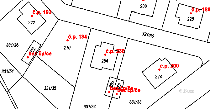 Středokluky 238 na parcele st. 254 v KÚ Středokluky, Katastrální mapa