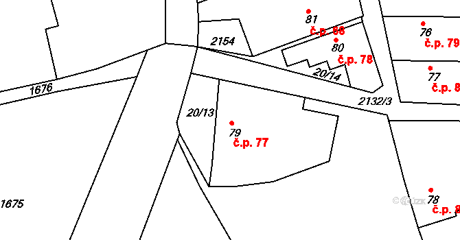 Čímice 77 na parcele st. 79 v KÚ Čímice u Sušice, Katastrální mapa