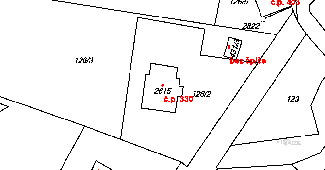Sušice III 330, Sušice na parcele st. 2615 v KÚ Sušice nad Otavou, Katastrální mapa