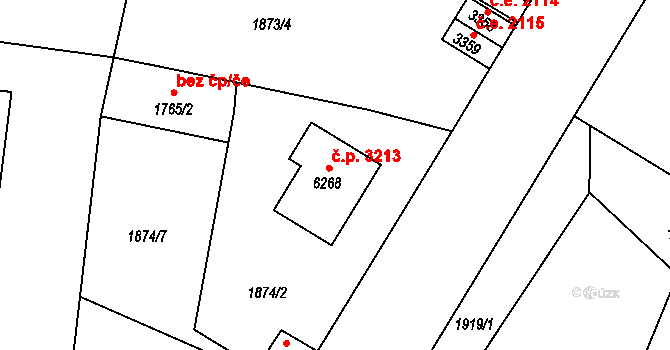 Žatec 3213 na parcele st. 6268 v KÚ Žatec, Katastrální mapa