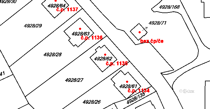 Zábřeh 1135 na parcele st. 4928/62 v KÚ Zábřeh na Moravě, Katastrální mapa