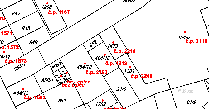 Nový Jičín 1618 na parcele st. 464/15 v KÚ Nový Jičín-Horní Předměstí, Katastrální mapa