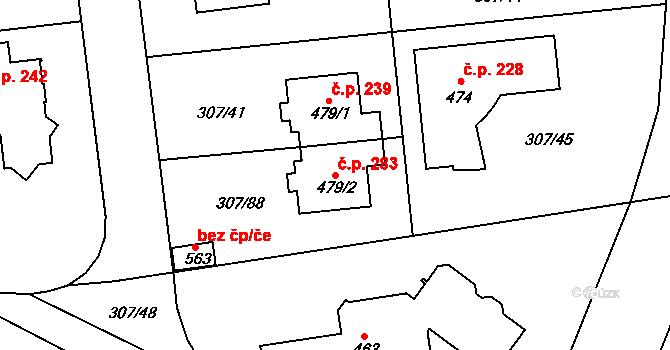 Jíloviště 283 na parcele st. 479/2 v KÚ Jíloviště, Katastrální mapa