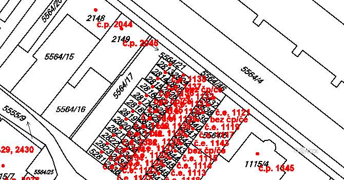 Žatec 1131 na parcele st. 2826 v KÚ Žatec, Katastrální mapa
