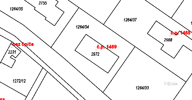 Blatná 1469 na parcele st. 2972 v KÚ Blatná, Katastrální mapa