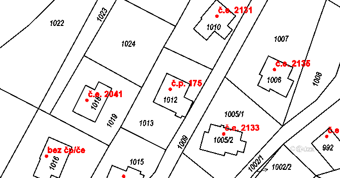 Dolní Těrlicko 175, Těrlicko na parcele st. 1012 v KÚ Dolní Těrlicko, Katastrální mapa