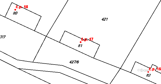 Horní Sedlo 17, Hrádek nad Nisou na parcele st. 81 v KÚ Dolní Sedlo, Katastrální mapa