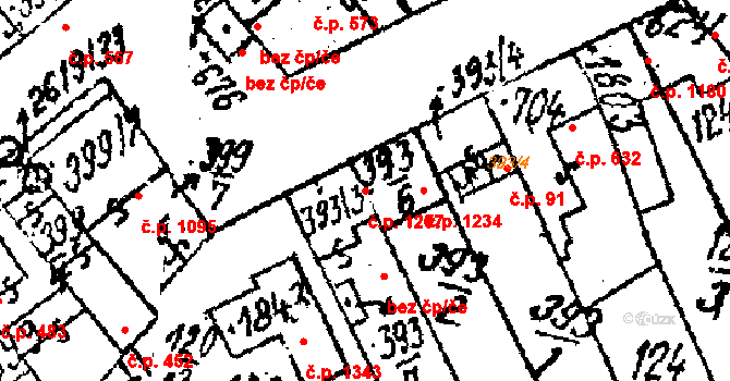 Lanžhot 1207 na parcele st. 393/3 v KÚ Lanžhot, Katastrální mapa