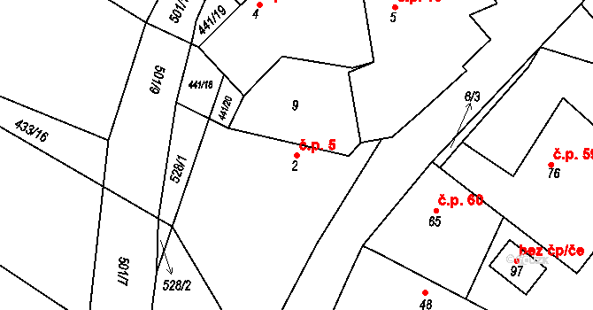 Volenice 5 na parcele st. 2 v KÚ Volenice u Březnice, Katastrální mapa