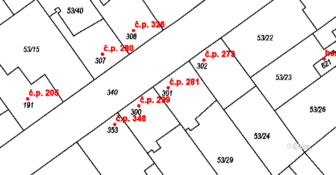 Litol 281, Lysá nad Labem na parcele st. 301 v KÚ Litol, Katastrální mapa