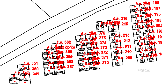 Postoloprty 368 na parcele st. 876/174 v KÚ Postoloprty, Katastrální mapa