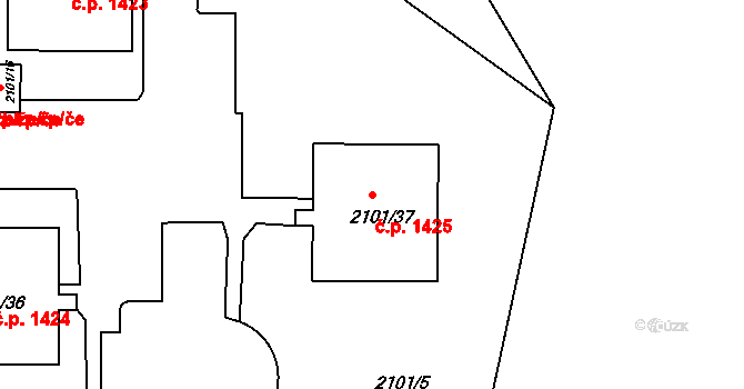 Trnovany 1425, Teplice na parcele st. 2101/37 v KÚ Teplice-Trnovany, Katastrální mapa