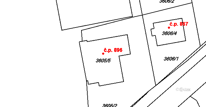 Frýdlant 896, Frýdlant nad Ostravicí na parcele st. 3605/5 v KÚ Frýdlant nad Ostravicí, Katastrální mapa