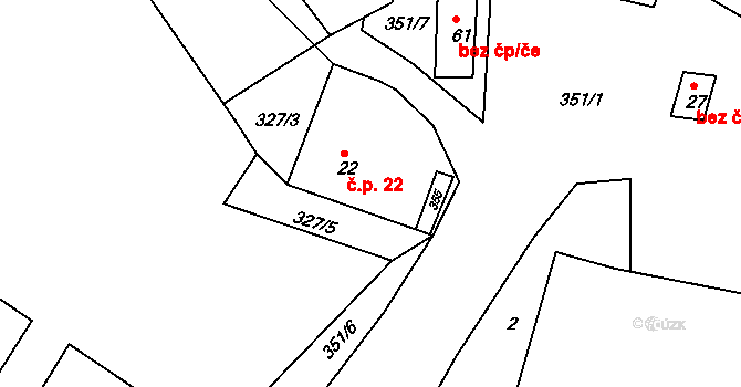 Libořezy 22, Stříbřec na parcele st. 22 v KÚ Libořezy, Katastrální mapa